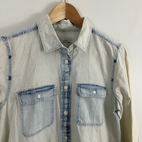 J. Crew Everyday Chambray Shirt in Bleached Out Wash Women Size 6 - Picture 6 of 10